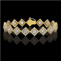 11.7 ctw Princess Cut Diamond Micro Pave Bracelet 18K Yellow Gold