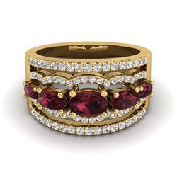 2.25 ctw Garnet & Micro Pave VS/SI Diamond Designer Ring 10k Yellow Gold