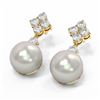 Image 3 : 1.2 ctw Diamond & Pearl Earrings 18K Yellow Gold