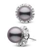 Image 1 : Black Tahitian Pearl and Diamond Tudor Stud Earrings