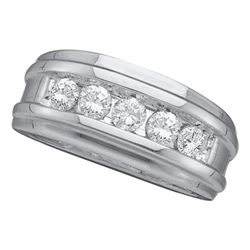 14kt White Gold Mens Round Diamond Wedding Band Ring 1.00 Cttw