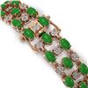 Image 3 : 11.02 ctw Jade & Diamond Row Bracelet 10K Rose Gold