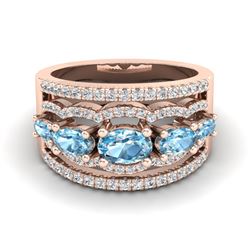 2.25 ctw Sky Blue Topaz & Micro Pave VS/SI Diamond Ring 10k Rose Gold