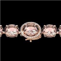 67 ctw Morganite & Micro Pave Diamond Bracelet 14k Rose Gold