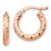 Image 1 : 14k Rose Gold D/C Hoop Earrings - 3x10 mm