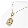 Image 3 : 4.17 ctw Morganite & Diamond Victorian Necklace 14K Yellow Gold