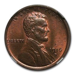 1916-D Lincoln Cent MS-63 NGC (Red/Brown)