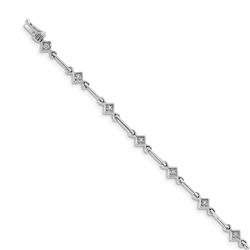 14k White Gold Diamond Link Bracelet - 7.5 in.