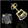 Image 2 : 12 ctw Cushion Black Diamond Designer Earrings 18k Yellow Gold