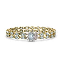 17.24 ctw Sky Topaz & Diamond Bracelet 14K Yellow Gold