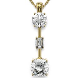 2.5 ctw Cushion Cut Diamond Designer Necklace 18K Yellow Gold