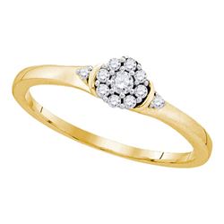 10kt Yellow Gold Round Diamond Cluster Promise Bridal Ring 1/6 Cttw