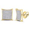 Image 1 : 10kt Yellow Gold Round Diamond Kite Cluster Earrings 7/8 Cttw
