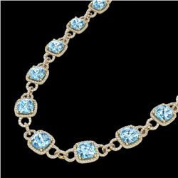 66 ctw TOPAZ & Micro VS/SI Diamond Eternity Necklace 14k Yellow Gold