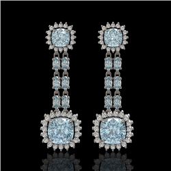 19.64 ctw Sky Topaz & Diamond Earrings 14K White Gold