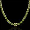 Image 2 : 66 ctw Green Tourmaline & VS/SI Diamond Micro Necklace 14k Yellow Gold