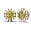 Image 2 : 3.74 ctw Fancy Yellow Diamond Earrings 18K Yellow Gold