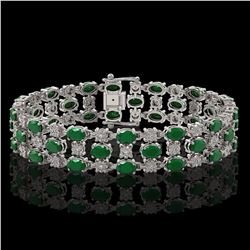 17.74 ctw Emerald & Diamond Row Bracelet 10K White Gold