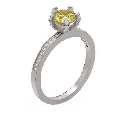 1.35 ctw Fancy Yellow Diamond Ring 18K White Gold