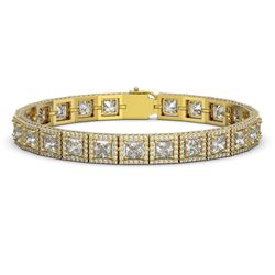 18.24 ctw Princess Cut Diamond Micro Pave Bracelet 18K Yellow Gold