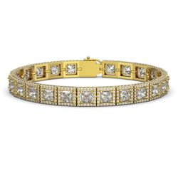 18.24 ctw Princess Cut Diamond Micro Pave Bracelet 18K Yellow Gold