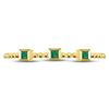 Image 1 : 10kt Yellow Gold Princess Emerald Beaded 3-stone Stackable Band Ring .03 Cttw