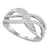 Image 1 : 10kt White Gold Round Diamond Crossover Band Ring 1/3 Cttw