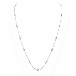 4.25 ctw Pear Cut Diamond Station 32 Inch Necklace 18K Rose Gold