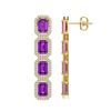 Image 2 : 10.73 ctw Amethyst & Diamond Micro Pave Halo Earrings 10k Yellow Gold