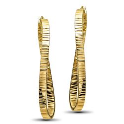 14k Gold Textured Oval Hoop Earrings