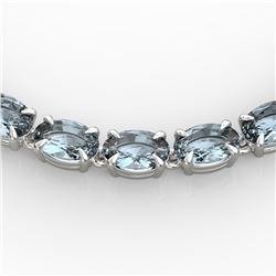 29 ctw Aquamarine Eternity Tennis Necklace 14k White Gold
