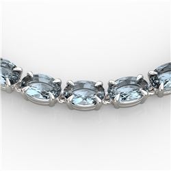 29 ctw Aquamarine Eternity Tennis Necklace 14k White Gold