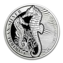 2019 Barbados 1 oz Silver Caribbean Seahorse BU