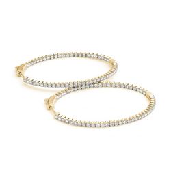 3 ctw Diamond VS/SI 36 MM Hoop Earrings 14k Yellow Gold