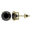Image 2 : 3 ctw Fancy Black Diamond Solitaire Stud Earrings 10k Yellow Gold