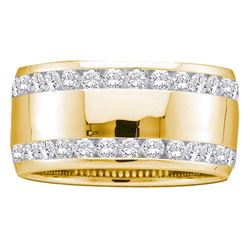 14kt Yellow Gold Round Diamond Double Row Eternity Wedding Band 1.00 Cttw