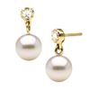Image 2 : White Akoya Pearl and Dainty Diamond Dangle Earrings