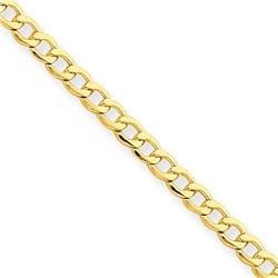 14k Gold 2.5 mm Semi-Solid Curb Link Chain Bracelet - 7 in.