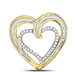 10kt Yellow Gold Round Diamond Heart Pendant 1/3 Cttw