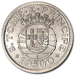 1951 St. Thomas & Prince Silver 10 Escudos BU