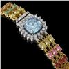 Image 2 : 33.04 ctw Sapphire & Diamond Bracelet 14K Yellow Gold
