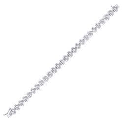 14kt White Gold Round Princess Diamond Heart Bracelet 6-3/8 Cttw