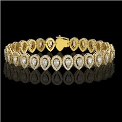 10.36 ctw Pear Cut Diamond Micro Pave Bracelet 18K Yellow Gold