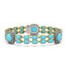 Image 1 : 15.27 ctw Turquoise & Diamond Bracelet 14K Yellow Gold