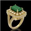 Image 2 : 7.11 ctw Certified Emerald & Diamond Victorian Ring 14K Yellow Gold