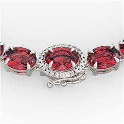 66 ctw Pink Tourmaline & VS/SI Diamond Micro Necklace 14k White Gold