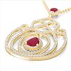 Image 1 : 3.20 ctw Ruby & Micro Pave Diamond Heart Necklace 14k Yellow Gold