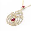 Image 2 : 3.20 ctw Ruby & Micro Pave Diamond Heart Necklace 14k Yellow Gold