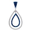 Image 1 : Sterling Silver Round Blue Color Enhanced Diamond Teardrop Pendant 1/10 Cttw