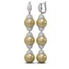 Image 2 : 3 ctw Diamond & Pearl Earrings 18K White Gold